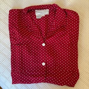 Vintage Red and White Polka Dot Button Down Shirt